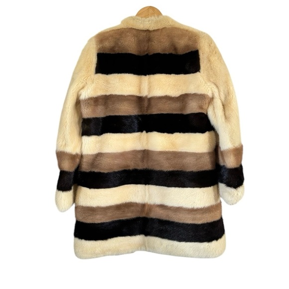 Vintage Mink Coat Saks Fifth Avenue Real Fur Stripe Blonde Retro 1960s Mod Small - Picture 2 of 15